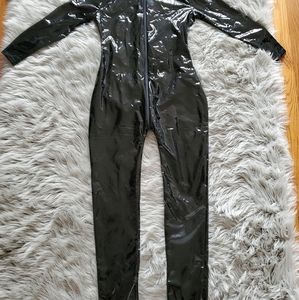Black latex body suit